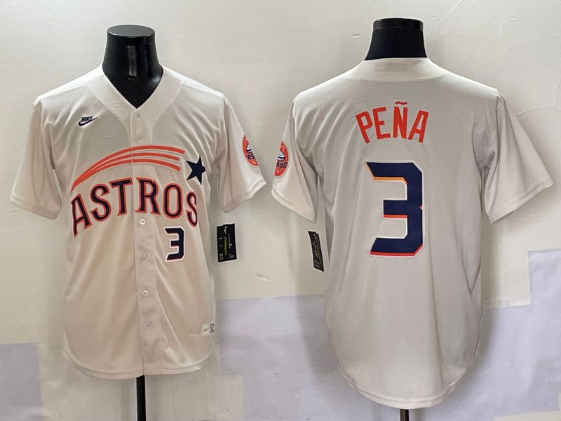 Men Houston Astros #3 Pena Cream Five generations Joint Name 2025 Nike MLB Jersey style 6->houston astros->MLB Jersey